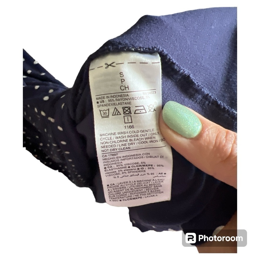 Old Navy navy blue white polka dot maxi dress size Small - Picture 3 of 4